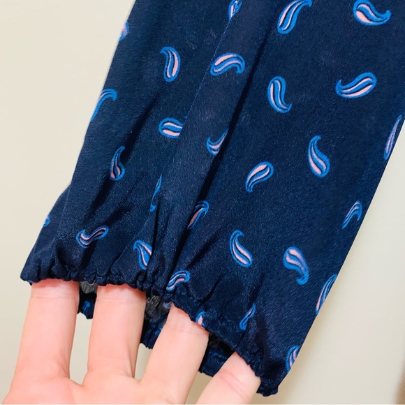 Amour Vert Silk Women's Navy Blue Paisley Top size xl nwt - Picture 2 of 5